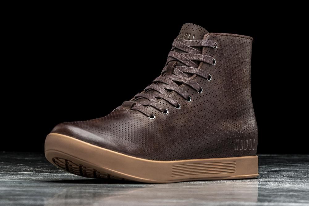 Baskets Montantes NOBULL Femme Marron - Chaussures NOBULL High-Top Leather,France (4719-GPHUW)